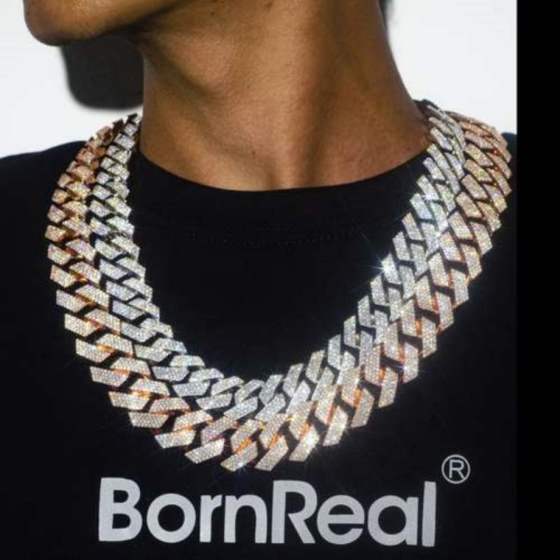 Custom Rapper Thick 4 Rows VVS Moissanite Cuban Link Chain 30mm