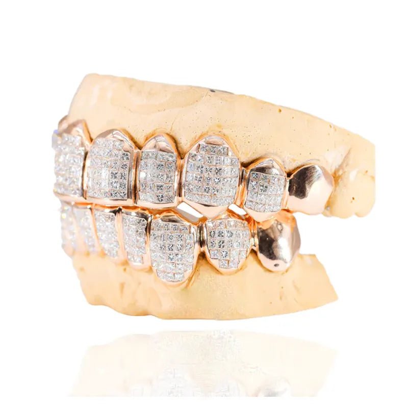 Custom VVS Diamond Grillz Top OR BOTTOM Natural Princess Cut Invisible Setting Iced Out Moissanite Grillz