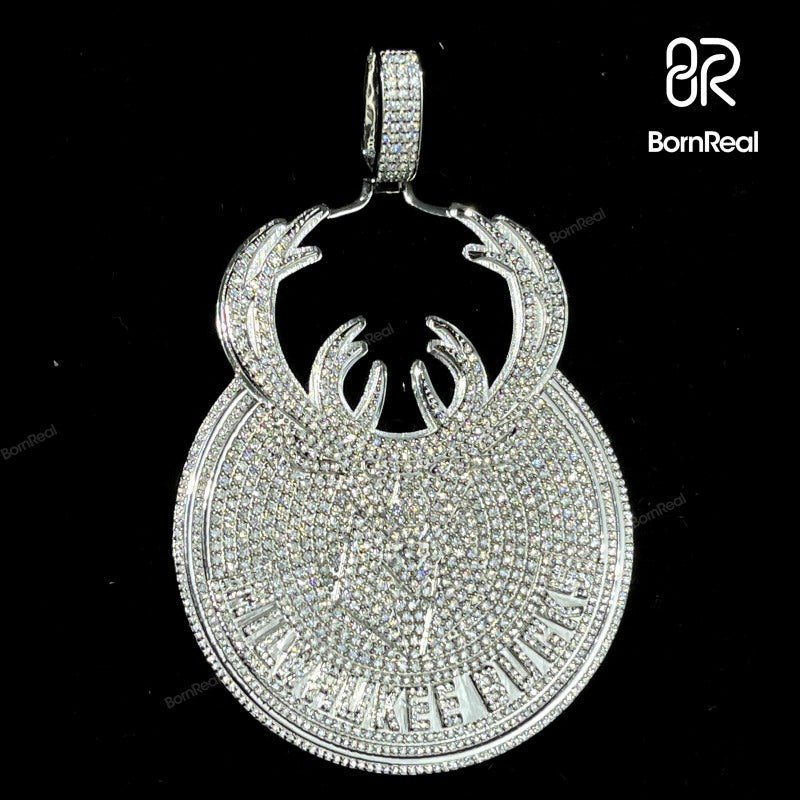 Custom VVS Moissanite 925 Silver Hip Hop Antler Pendant