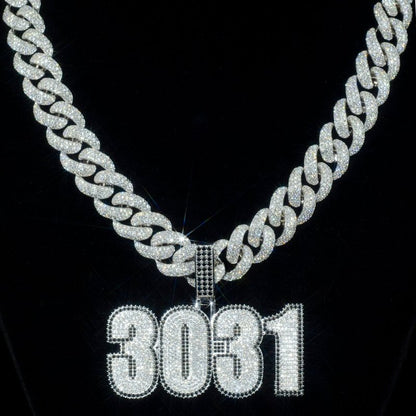 Custom VVS Moissanite 925 Silver Number Pendant