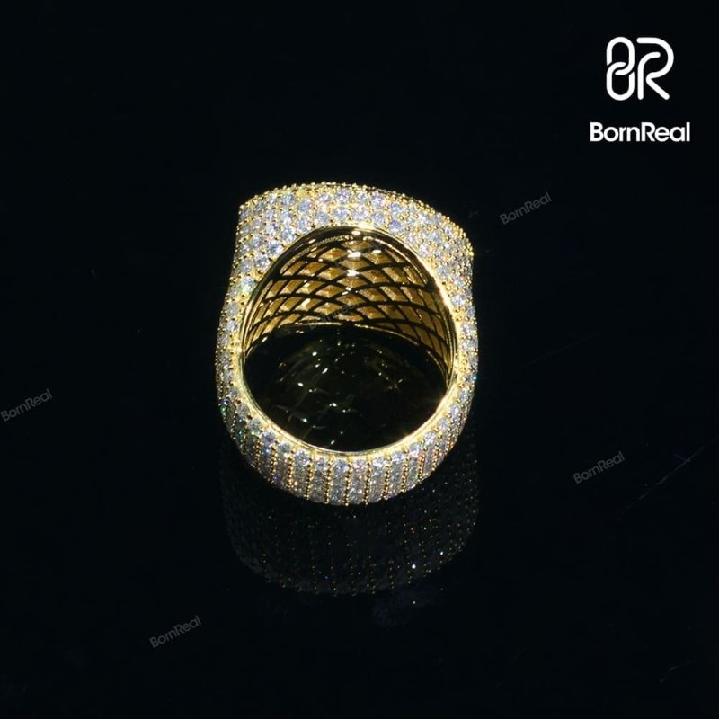 Custom VVS Moissanite Baguette Diamond Letter Iced Out Hip Hop Ring