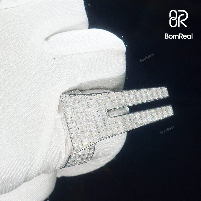 Custom VVS Moissanite Baguette Diamond Men Iced Out Ring