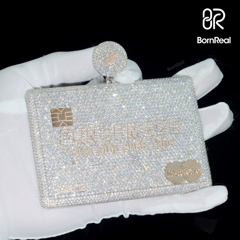 Custom VVS Moissanite Bank Card Credit Card Iced Out Pendant For Men