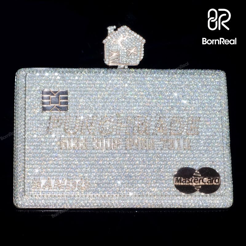 Custom VVS Moissanite Bank Card Credit Card Iced Out Pendant For Men