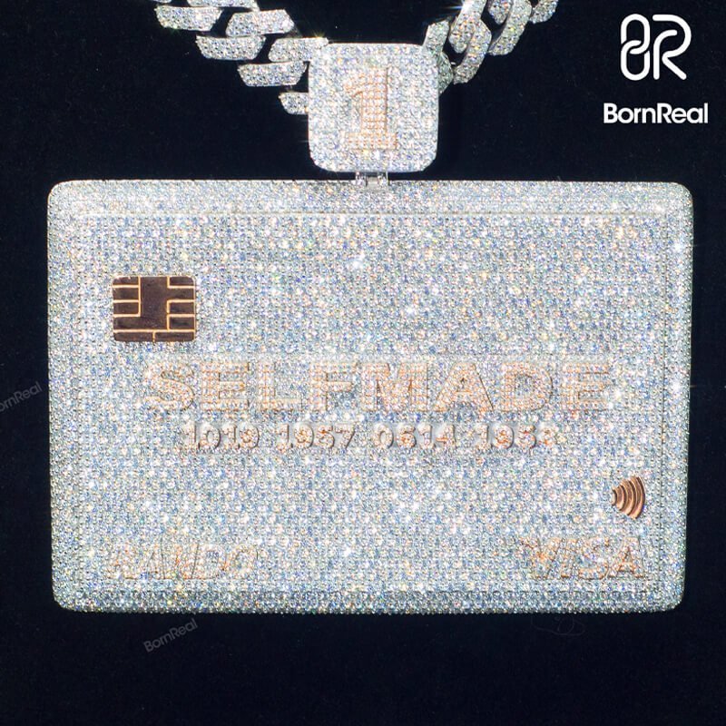 Custom VVS Moissanite Bank Card Credit Card Iced Out Pendant