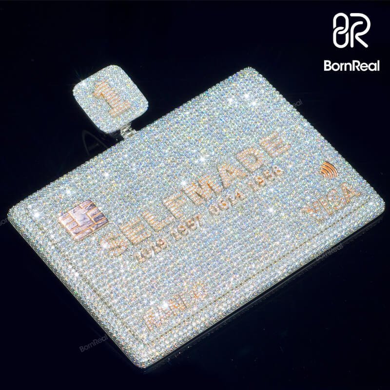 Custom VVS Moissanite Bank Card Credit Card Iced Out Pendant