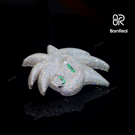 Iced Out Sonic Pendant 925 Silver Custom Portrait Pendant