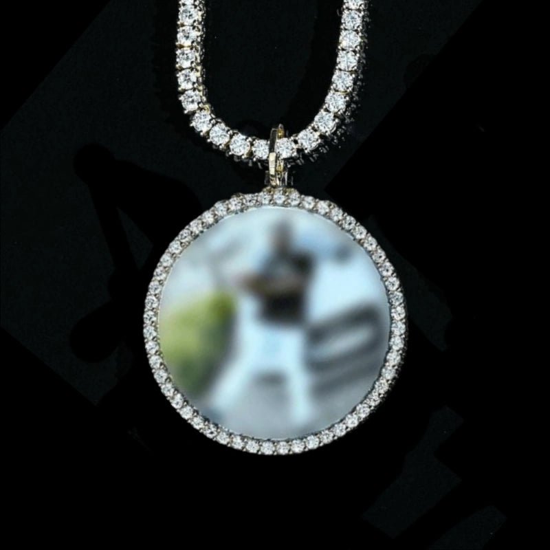 Custom VVS Moissanite Diamomd 925 Memory Photo Pendant 1.75”