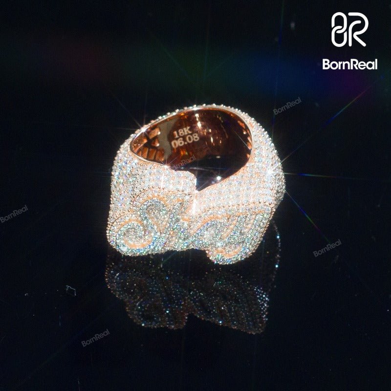 Iced Out Rose Gold Custom Champion Men's Rings Signature Rings ...