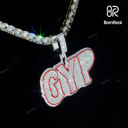 Custom VVS Moissanite Diamond Enamel Name Pendant For Rapper（复制）