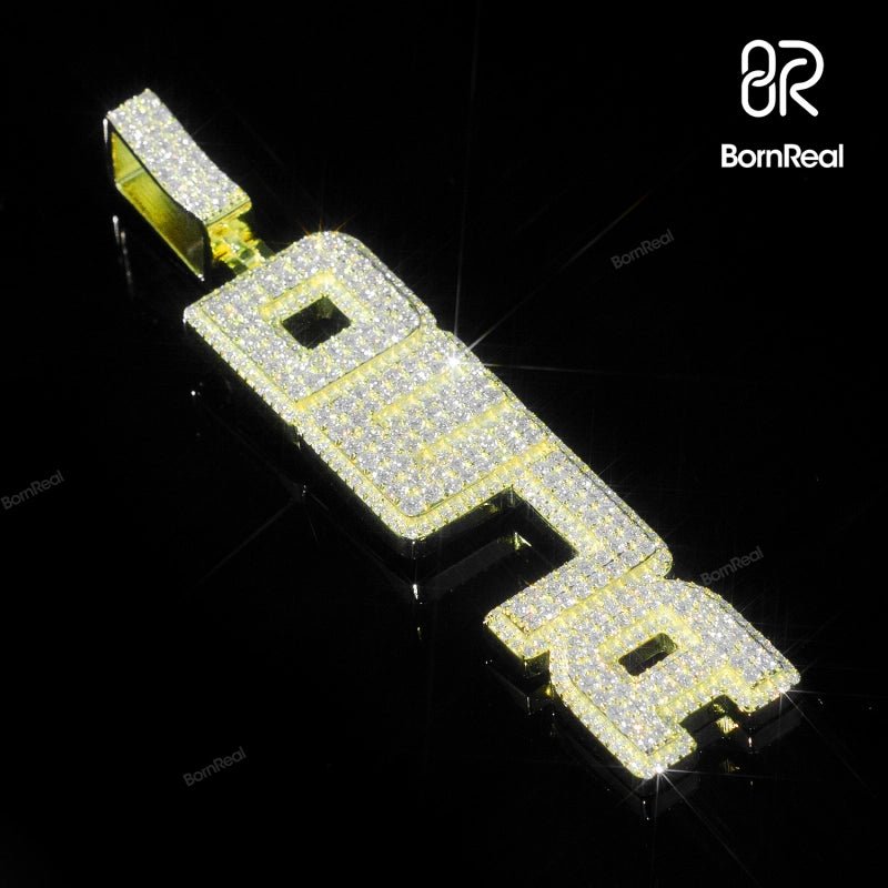 Yellow Gold Iced Vertical Name Pendant Custom Pendant