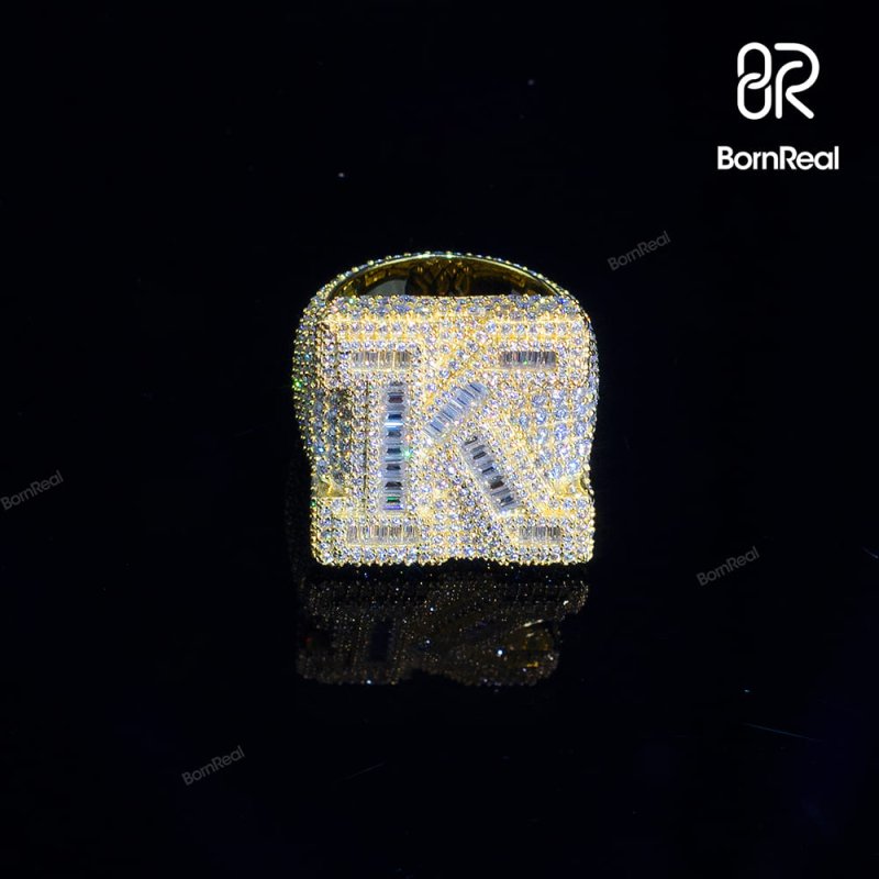 Custom VVS Moissanite Diamond Iced Out Hip Hop Letter "K" Ring