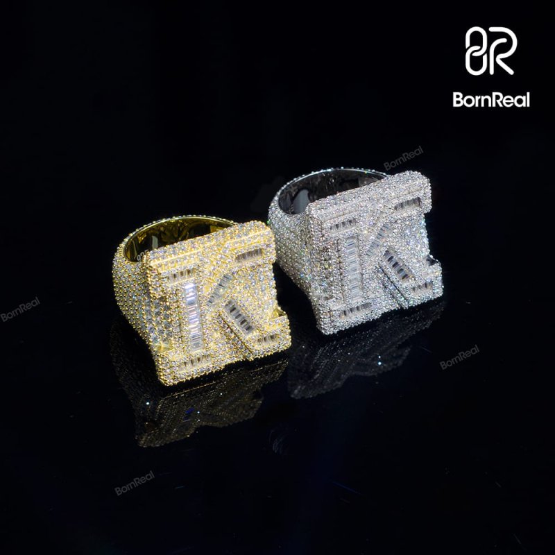 Custom VVS Moissanite Diamond Iced Out Hip Hop Letter "K" Ring