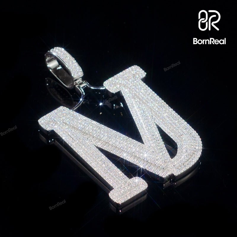 Custom VVS Moissanite Diamond Initial Pendant Hip Hop Style