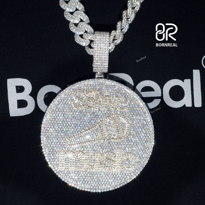 Custom VVS Moissanite Hip Hop Iced Out Chain Bling Logo Pendant For Men