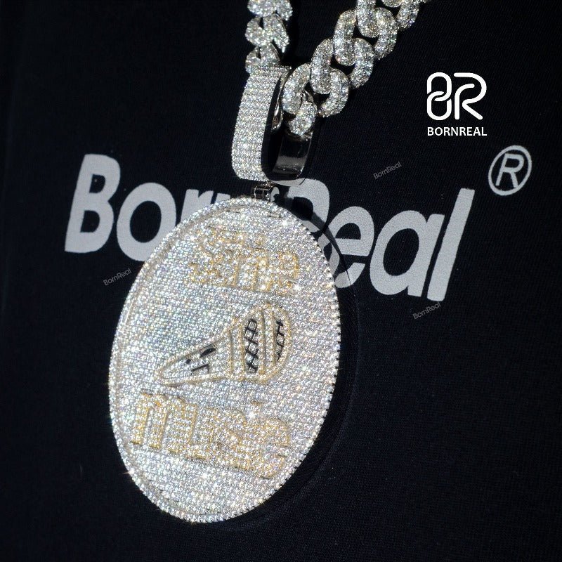 Custom VVS Moissanite Hip Hop Iced Out Chain Bling Logo Pendant For Men