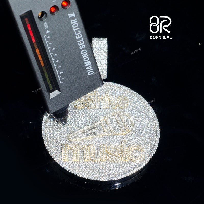 Custom VVS Moissanite Hip Hop Iced Out Chain Bling Logo Pendant For Men