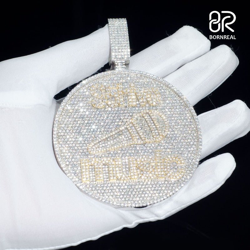 Custom VVS Moissanite Hip Hop Iced Out Chain Bling Logo Pendant For Men