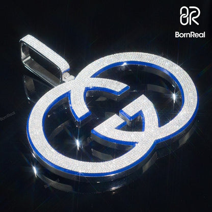 Custom VVS Moissanite Iced Out Blue Enamel Logo Pendant Hip Hop