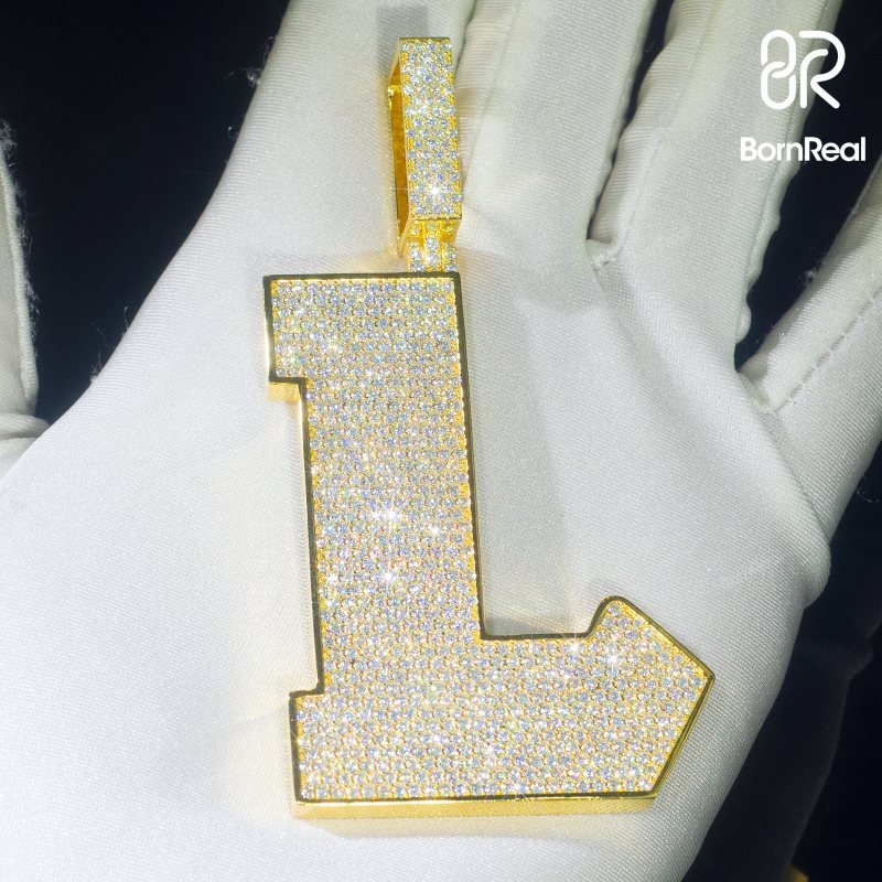 Custom VVS Moissanite Initial L Chain Hip Hop Letter Pandent