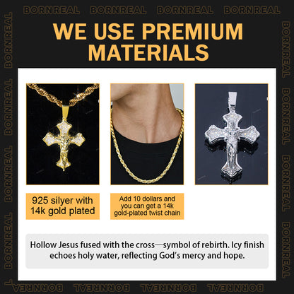 $30 Deposit – God's Mercy | Jesus Cross Pendant VVS Moissanite Diamond Pendant (Full Price $199)