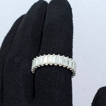 Emerald Cut Moissanite Tennis Eternity Band Ring