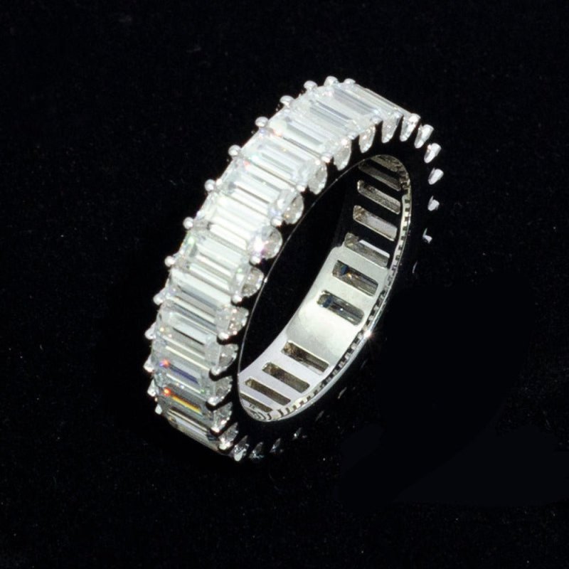 Emerald Cut Moissanite Tennis Eternity Band Ring