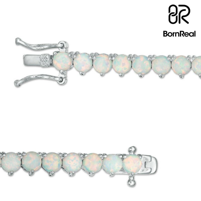 Ethiopian Opal Oval S925 Silver Tennis Bracelet