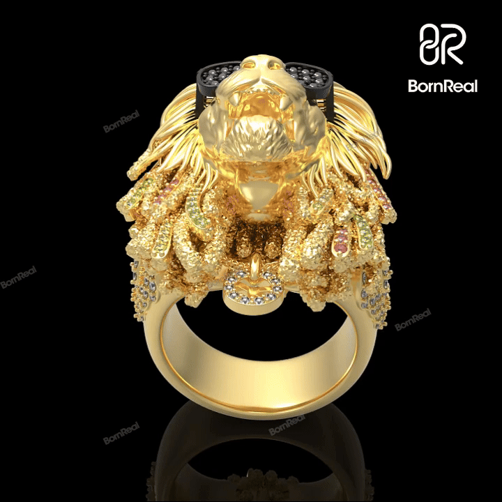 Eternal Marley Lion Head Ring - Statement Ring Bornreal Jewelry