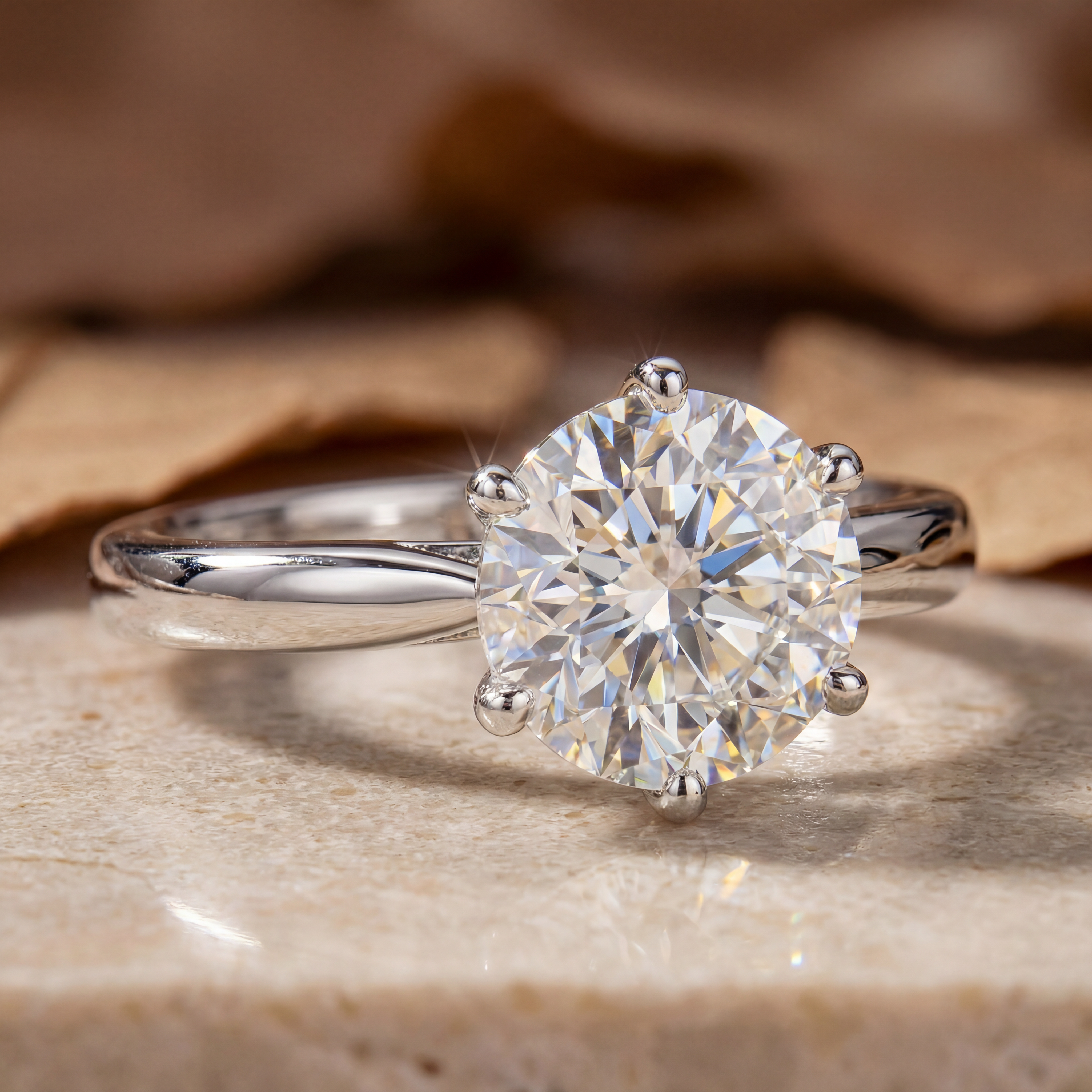 R0947 Round Brilliant Classic Six-Prong Tiffany Solitaire Ring