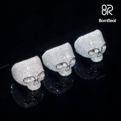 Halloween Limited Edition - 3D Skull Silver Moissanite Ring
