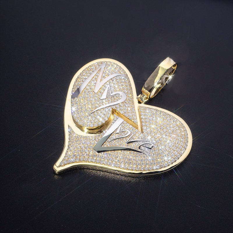 Custom Iced Out Moissanit Diamond 925 Silver Heart Pendant