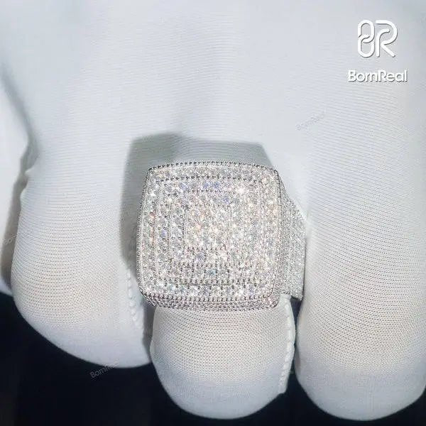 Hot sale Iced Out 925 Silver VVS Moissanite Diamomd Rings Men