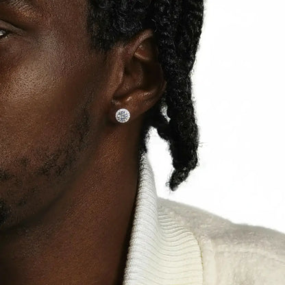 Yellow Gold Iced Out 925 Silver Cluster Halo Earrings