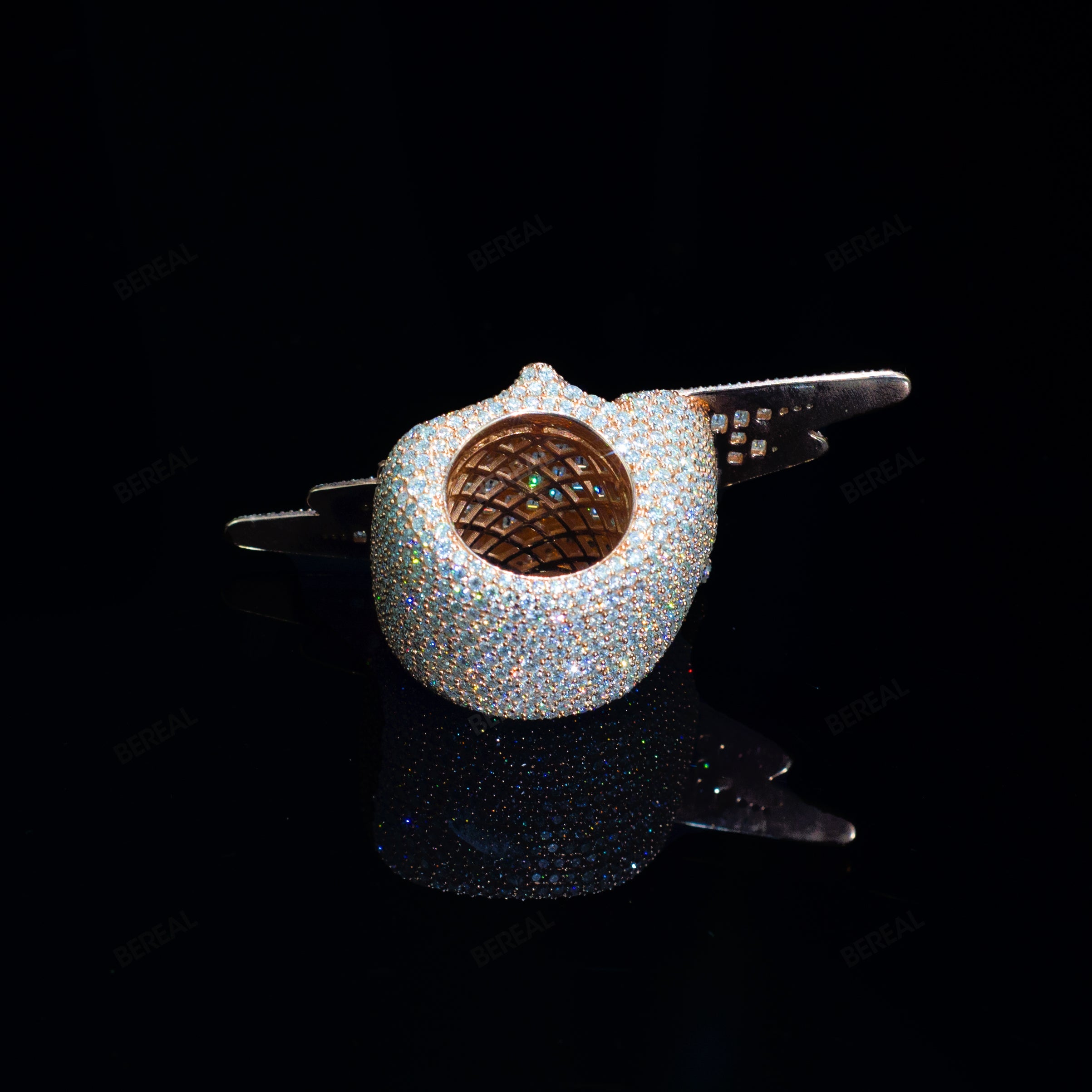 Iced Out Enamel VVS Moissanite Star Flash Rose Gold Ring Men Custom 925 Silver 10K/14K/18K Real Gold Diamond Rapper Jewelry