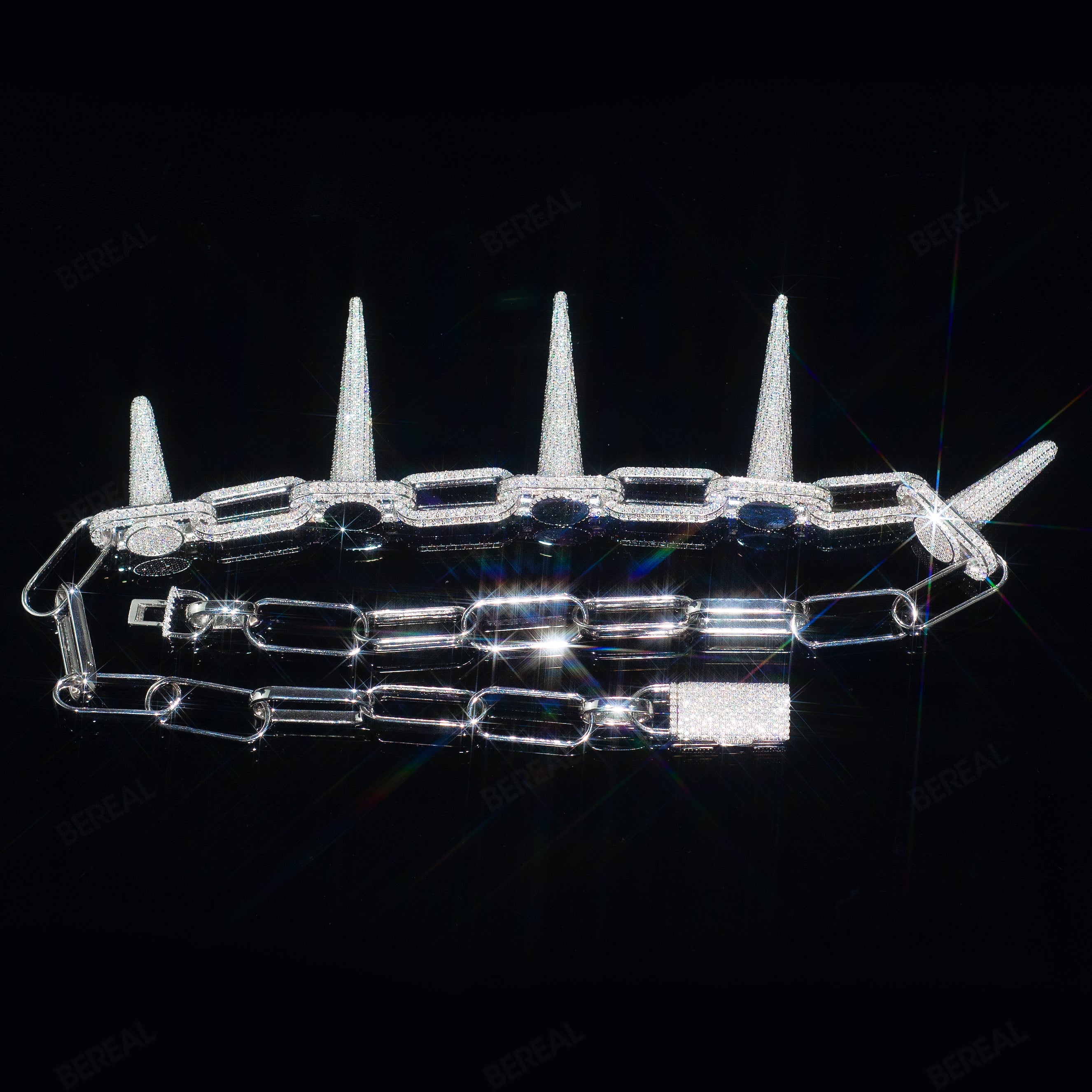 Iced Out Moissanite Spiked Rave Thorns Cuban Chain Custom 925 Silver 10K/14K/18K Real Gold Diamond Rapper Jewelry