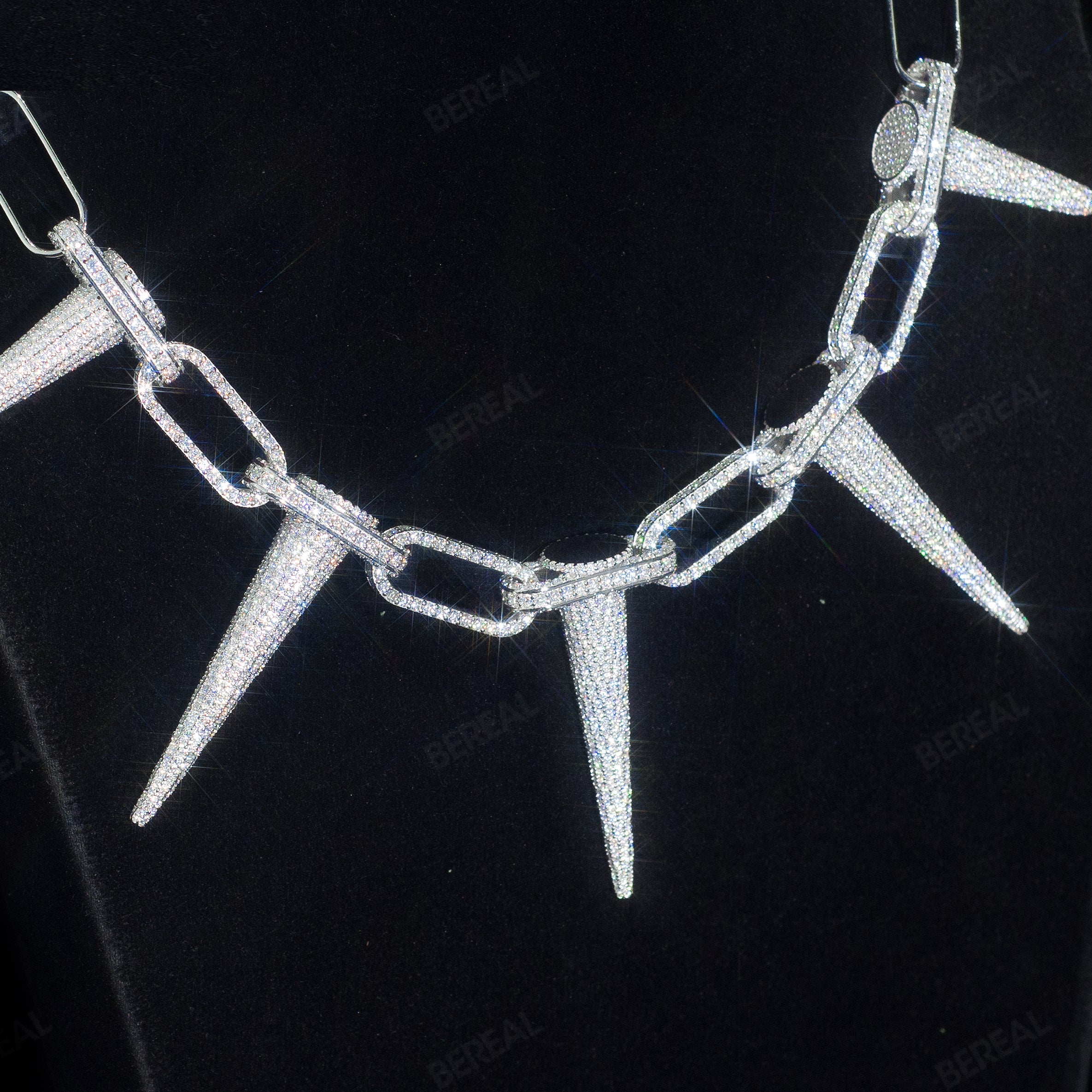 Iced Out Moissanite Spiked Rave Thorns Cuban Chain Custom 925 Silver 10K/14K/18K Real Gold Diamond Rapper Jewelry