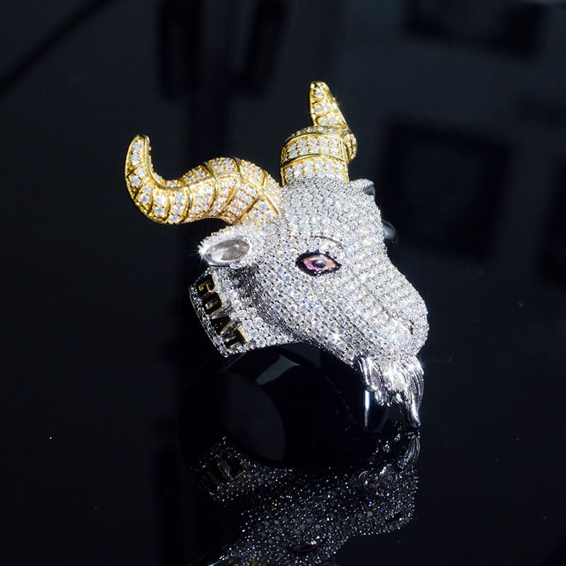 Iced Out VVS Moissanite Goat Hip Hop Rings