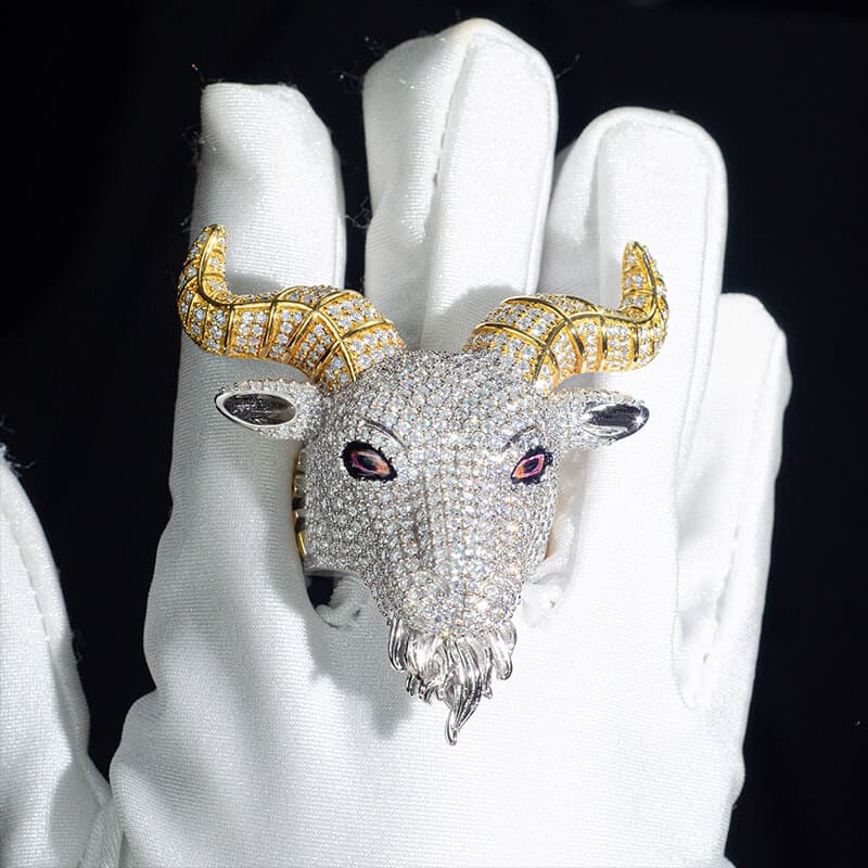 Iced Out VVS Moissanite Goat Hip Hop Rings