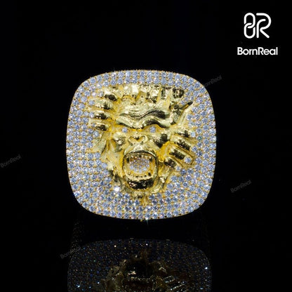 Iced Out VVS Moissanite Hip Hop Ring 925 Silver 18K Gold Plated