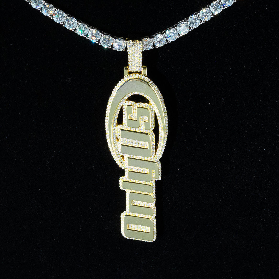 (2 Pcs)Custom 2" Vertical Letter Pendant Set — Moissanite | 925 Silver