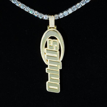 (2 Pcs)Custom 2" Vertical Letter Pendant Set — Moissanite | 925 Silver