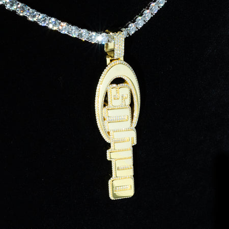 (2 Pcs)Custom 2" Vertical Letter Pendant Set — Moissanite | 925 Silver