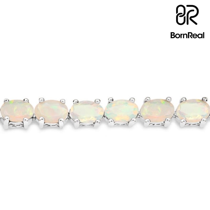 Lab - Created Opal Oval S925 Silver Tennis Bracelet