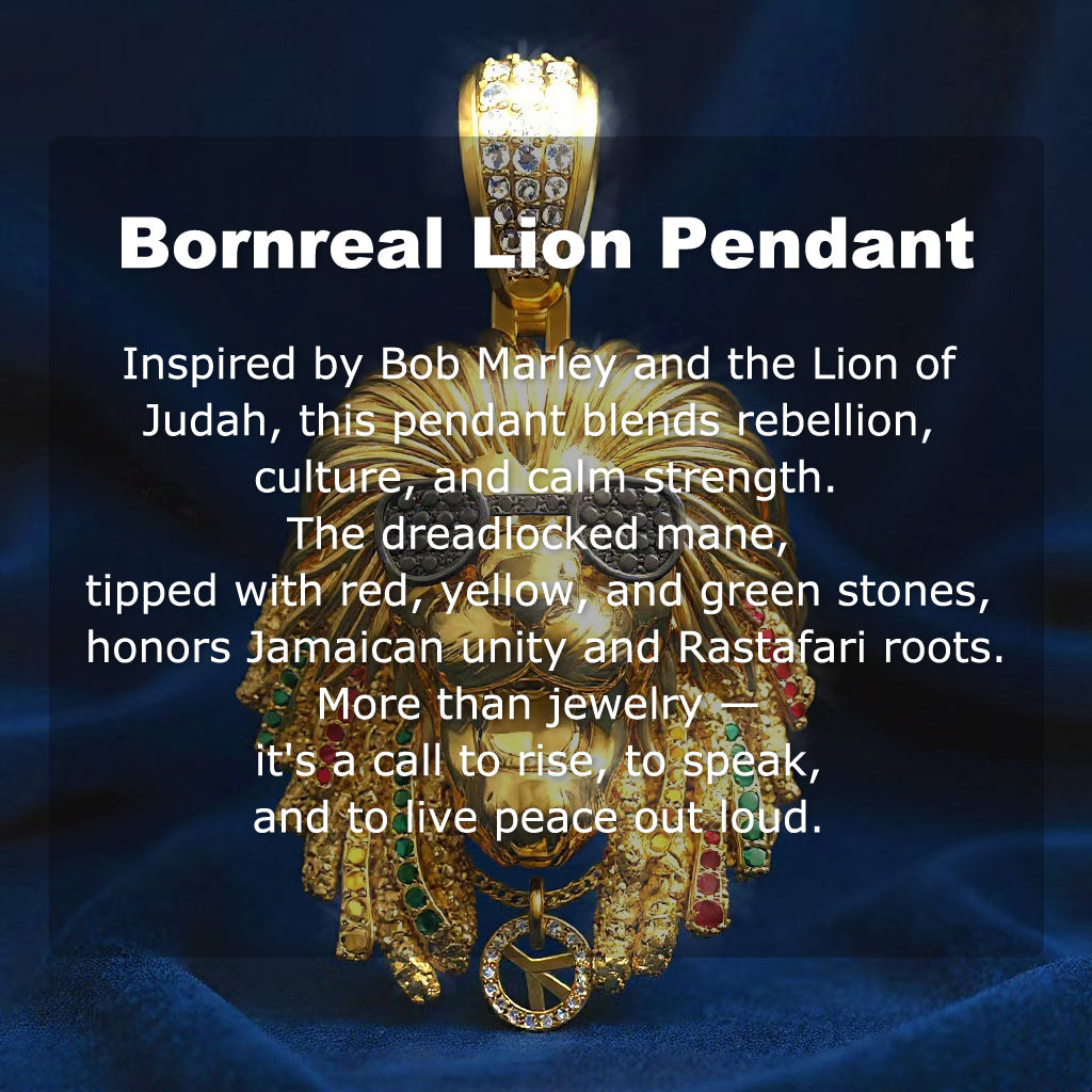 Bob Marley Collection – Lion Pendant, Lion Ring & Earrings Bornreal Jewelry