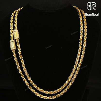 Massive 5MM Rope Chain Yellow Gold Filled Classic Men's Neck Chain Punk Hip Hop Necklace