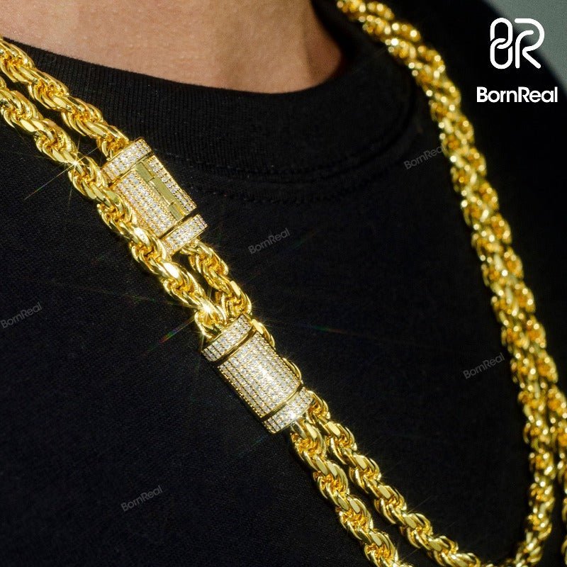 Massive 5MM Rope Chain Yellow Gold Filled Classic Men's Neck Chain Punk Hip Hop Necklace