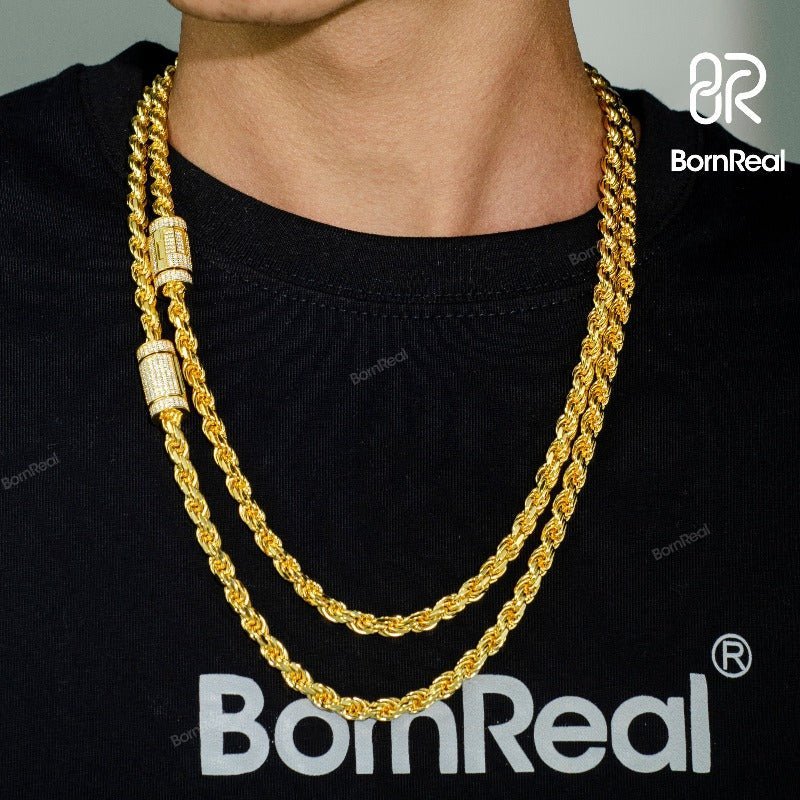 Massive 5MM Rope Chain Yellow Gold Filled Classic Men's Neck Chain Punk Hip Hop Necklace