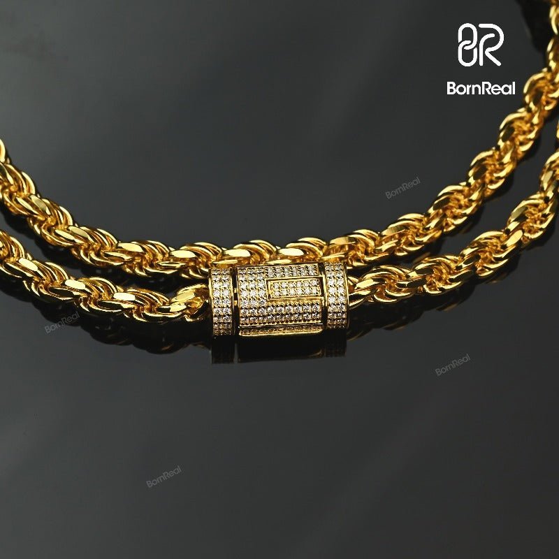 Massive 5MM Rope Chain Yellow Gold Filled Classic Men's Neck Chain Punk Hip Hop Necklace