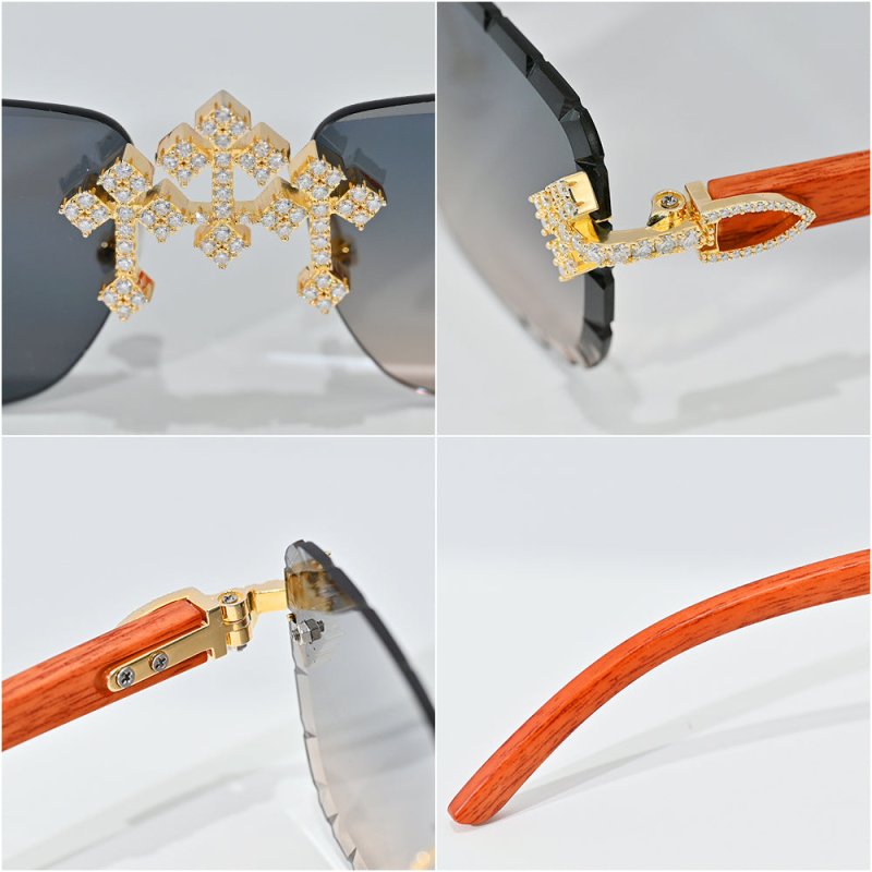 Moissanite Cross Sunglasses 18K Gold